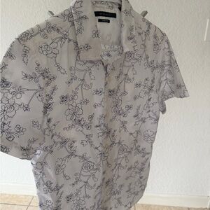 Perry Ellis White Floral Button Down Shirt